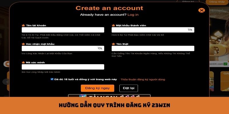 Làm theo hướng dẫn 23win để đăng ký tài khoản thành công